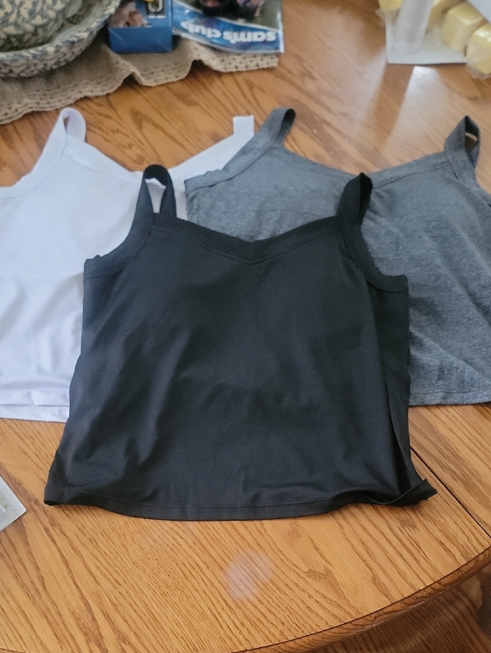 Black White & Gray Stretch V-Neck Camisole Tank With Bra— Everyday Essential